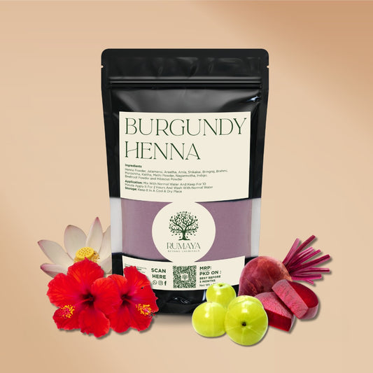 Rumaya Burgandy Herbal Henna – Natural Grey Coverage with Added Hair Strength & Shine | 200g