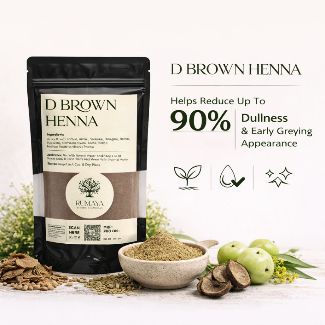 Rumaya Herbal Dark Brown Henna – Natural Grey Coverage with Added Hair Strength & Shine | 200 g