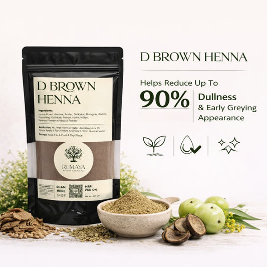 Rumaya Herbal Dark Brown Henna – Natural Grey Coverage with Added Hair Strength & Shine | 200 g