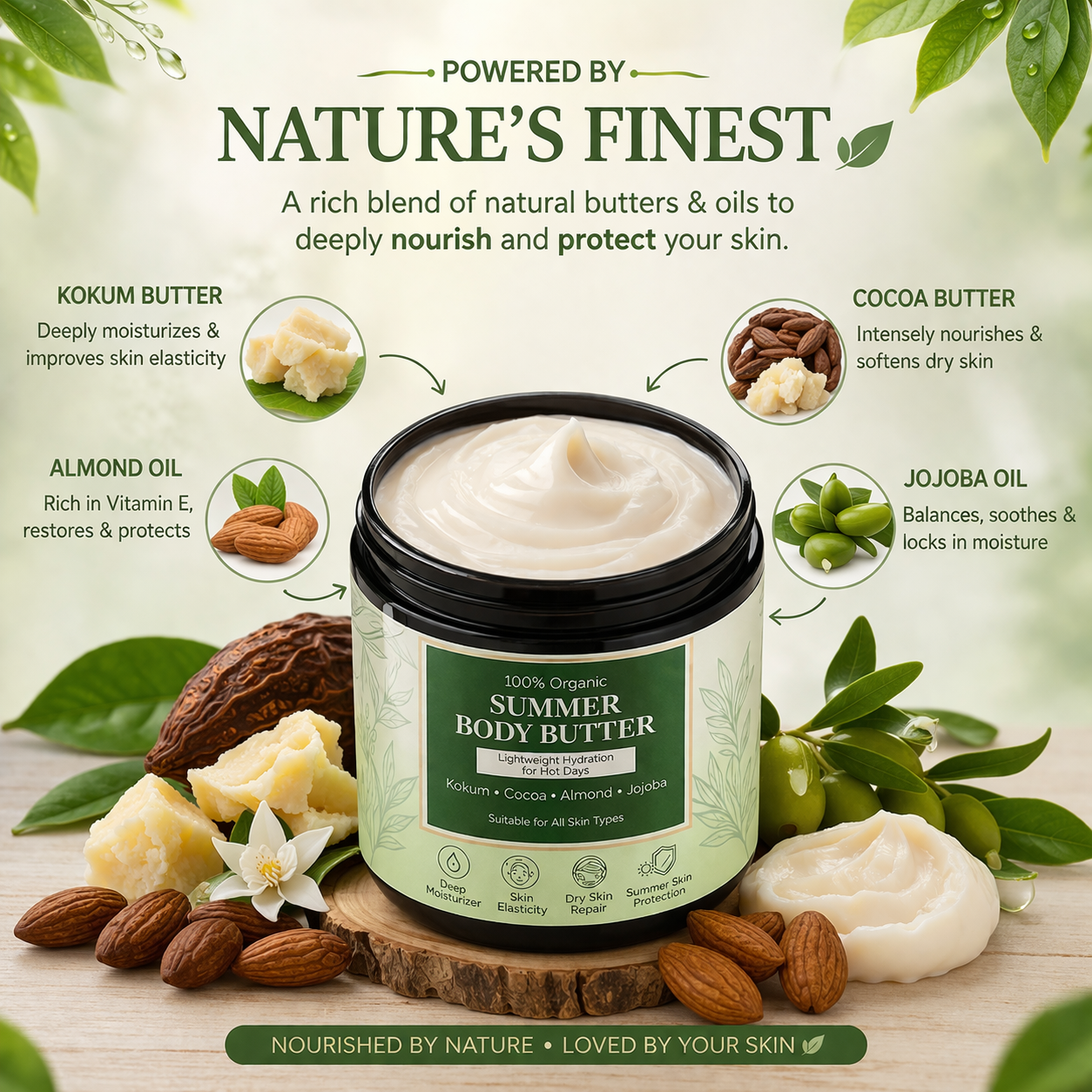 Rumaya Body Butter for Dry Skin 100gm | Deep Moisturizing Cream with Kokum & Cocoa Butter | 100% Natural Hydrating Skin Care | Soft & Glowing Skin