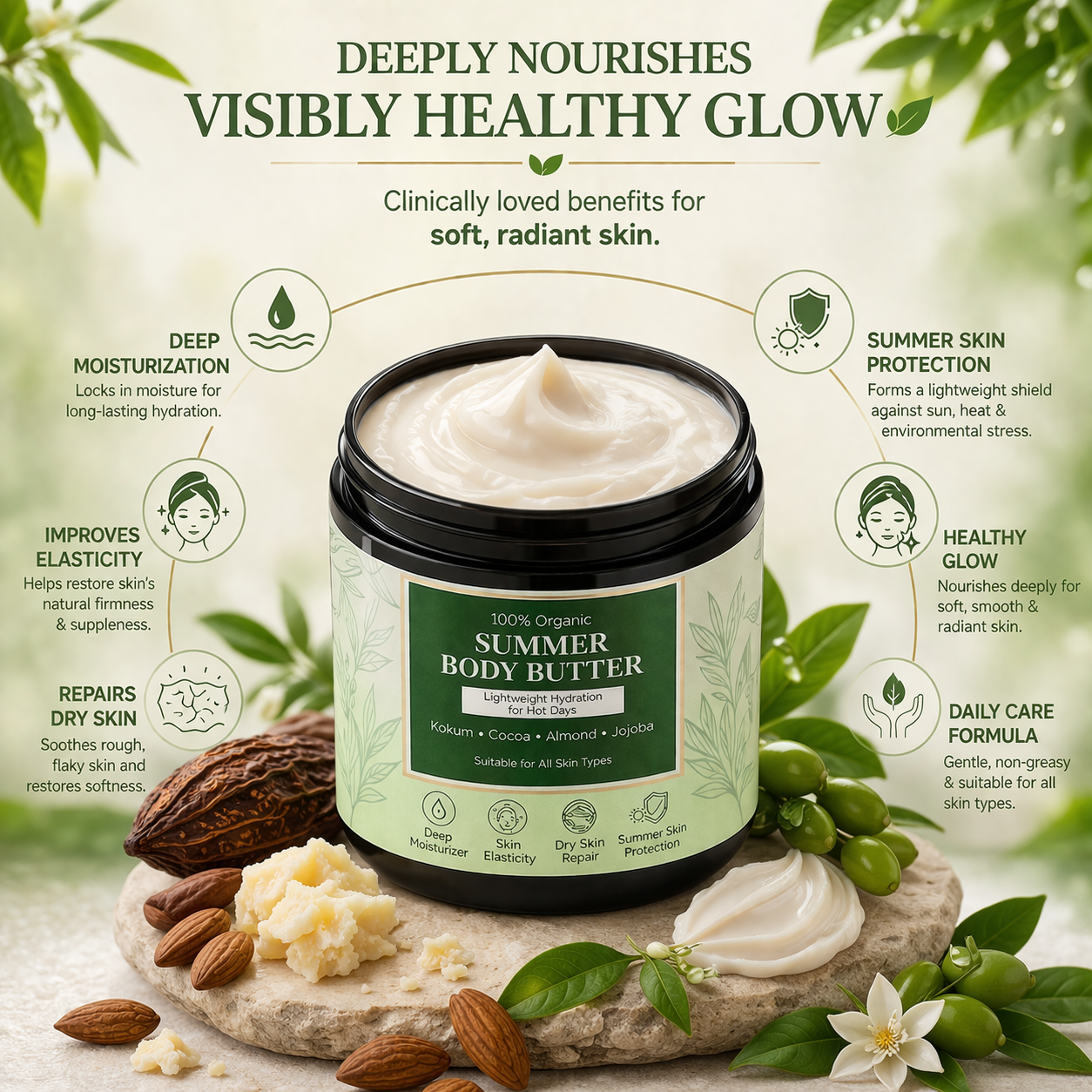 Rumaya Body Butter for Dry Skin 100gm | Deep Moisturizing Cream with Kokum & Cocoa Butter | 100% Natural Hydrating Skin Care | Soft & Glowing Skin