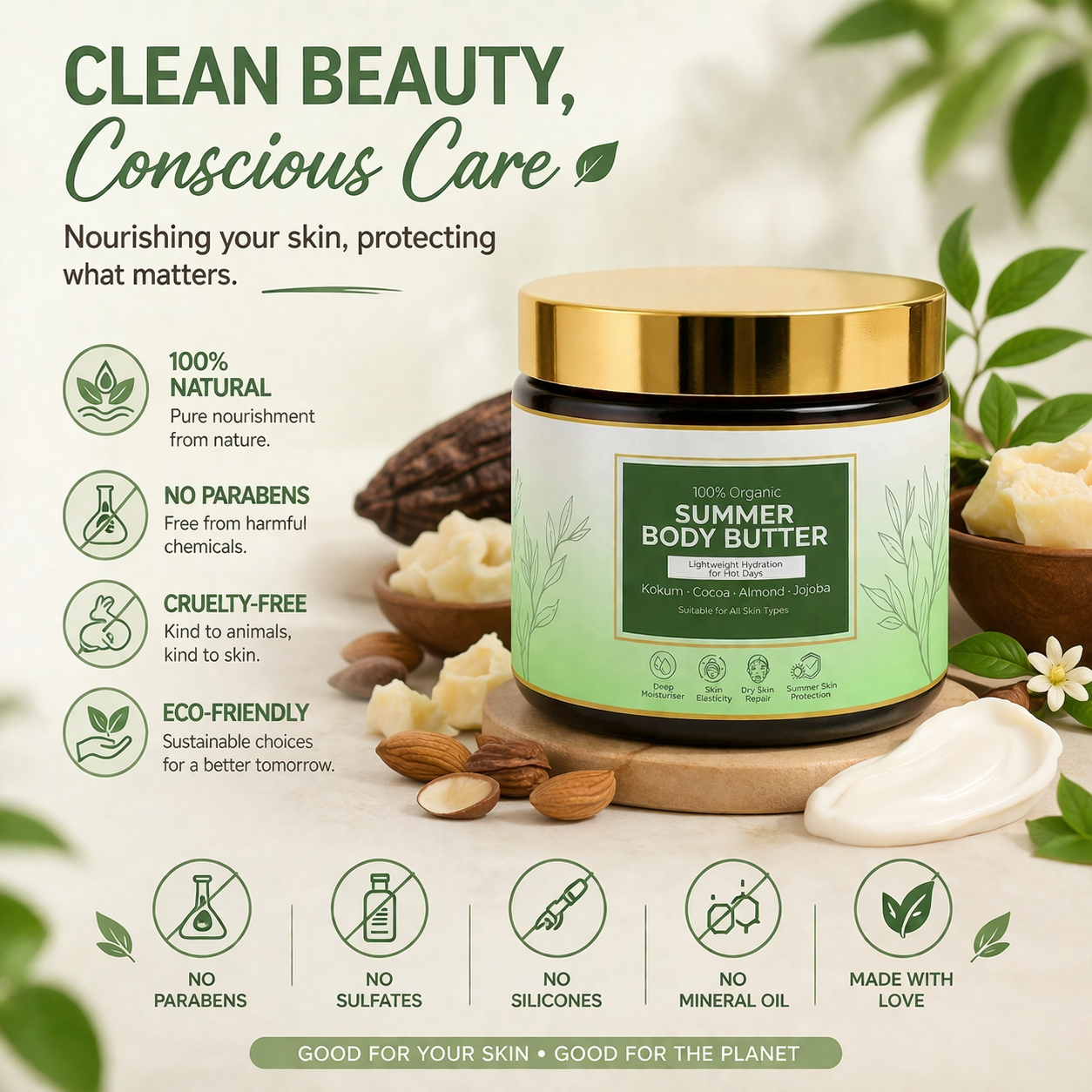 Rumaya Body Butter for Dry Skin 35gm | Deep Moisturizing Cream with Kokum & Cocoa Butter | 100% Natural Hydrating Skin Care | Soft & Glowing Skin | No Parabens