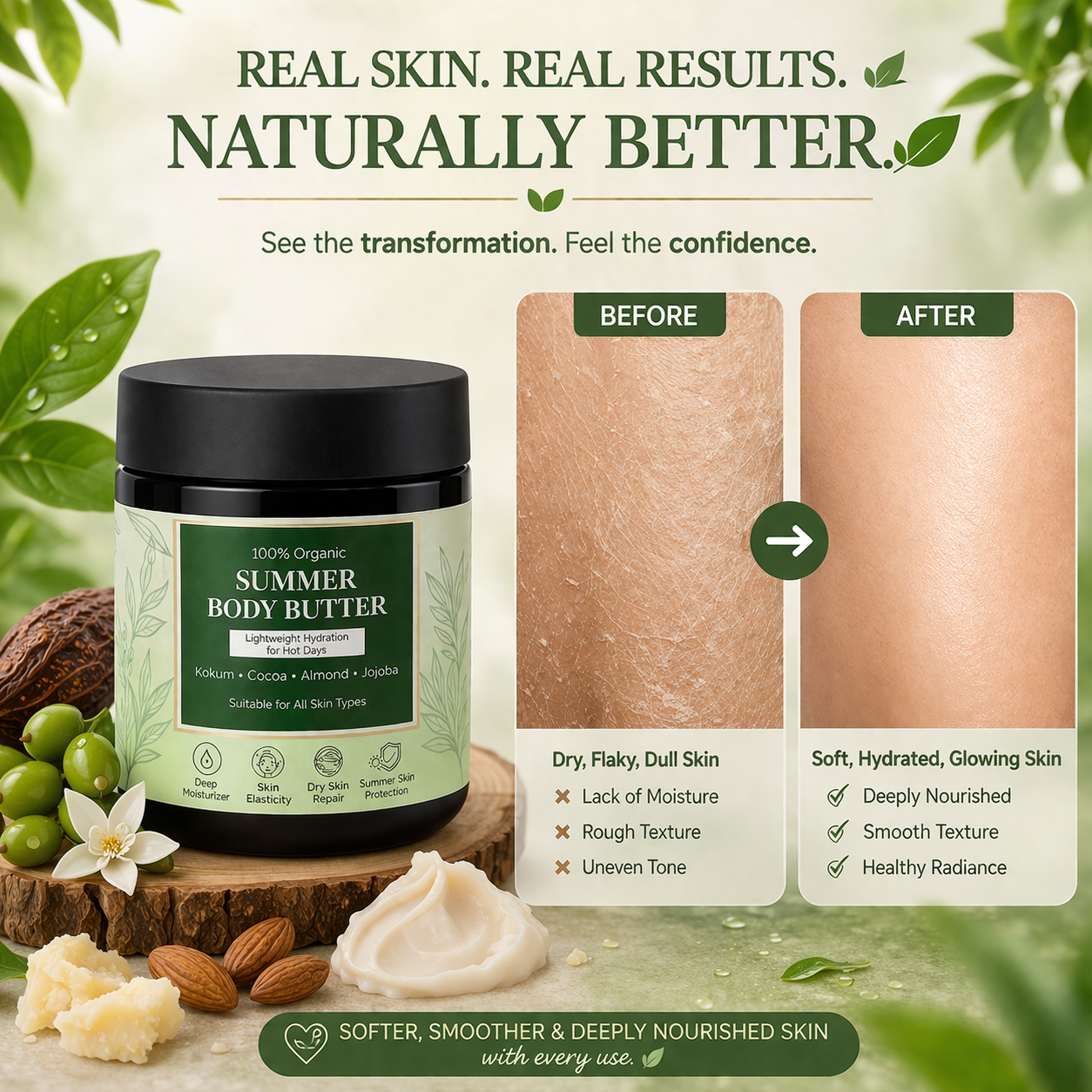 Rumaya Body Butter for Dry Skin 100gm | Deep Moisturizing Cream with Kokum & Cocoa Butter | 100% Natural Hydrating Skin Care | Soft & Glowing Skin