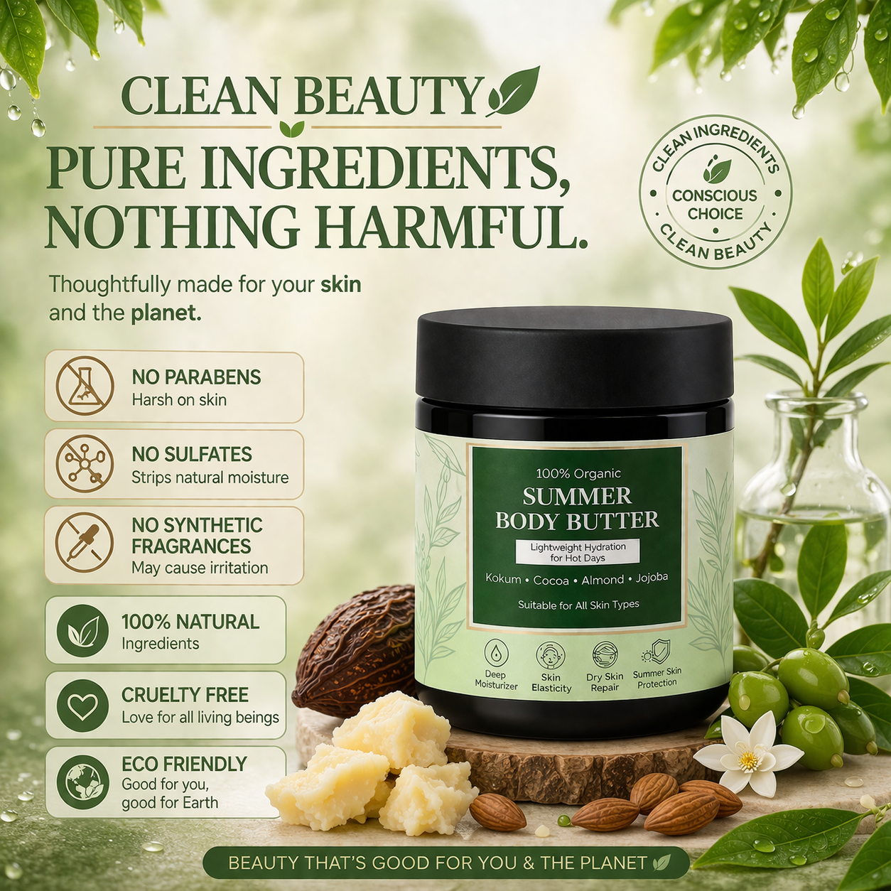 Rumaya Body Butter for Dry Skin 100gm | Deep Moisturizing Cream with Kokum & Cocoa Butter | 100% Natural Hydrating Skin Care | Soft & Glowing Skin