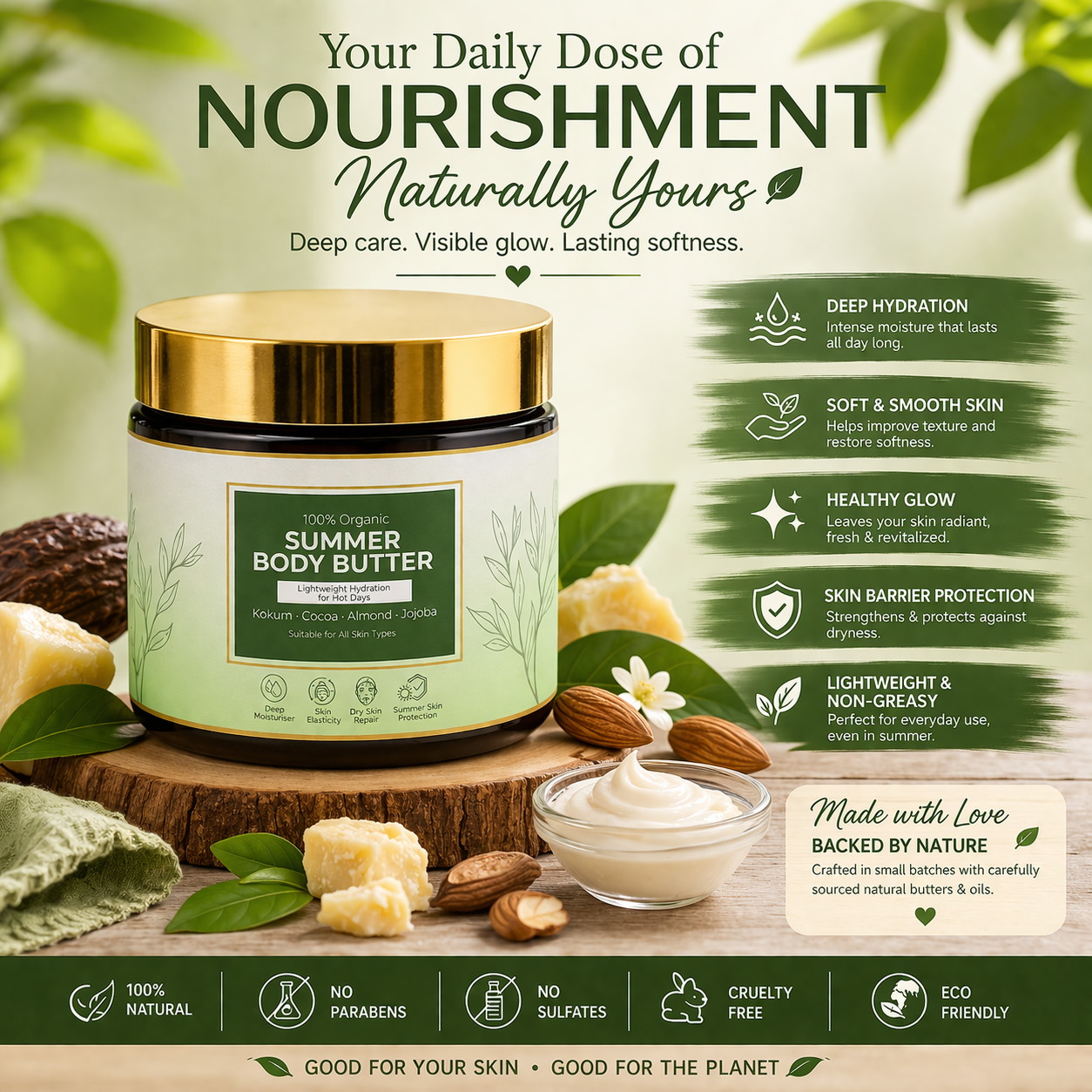 Rumaya Body Butter for Dry Skin 35gm | Deep Moisturizing Cream with Kokum & Cocoa Butter | 100% Natural Hydrating Skin Care | Soft & Glowing Skin | No Parabens