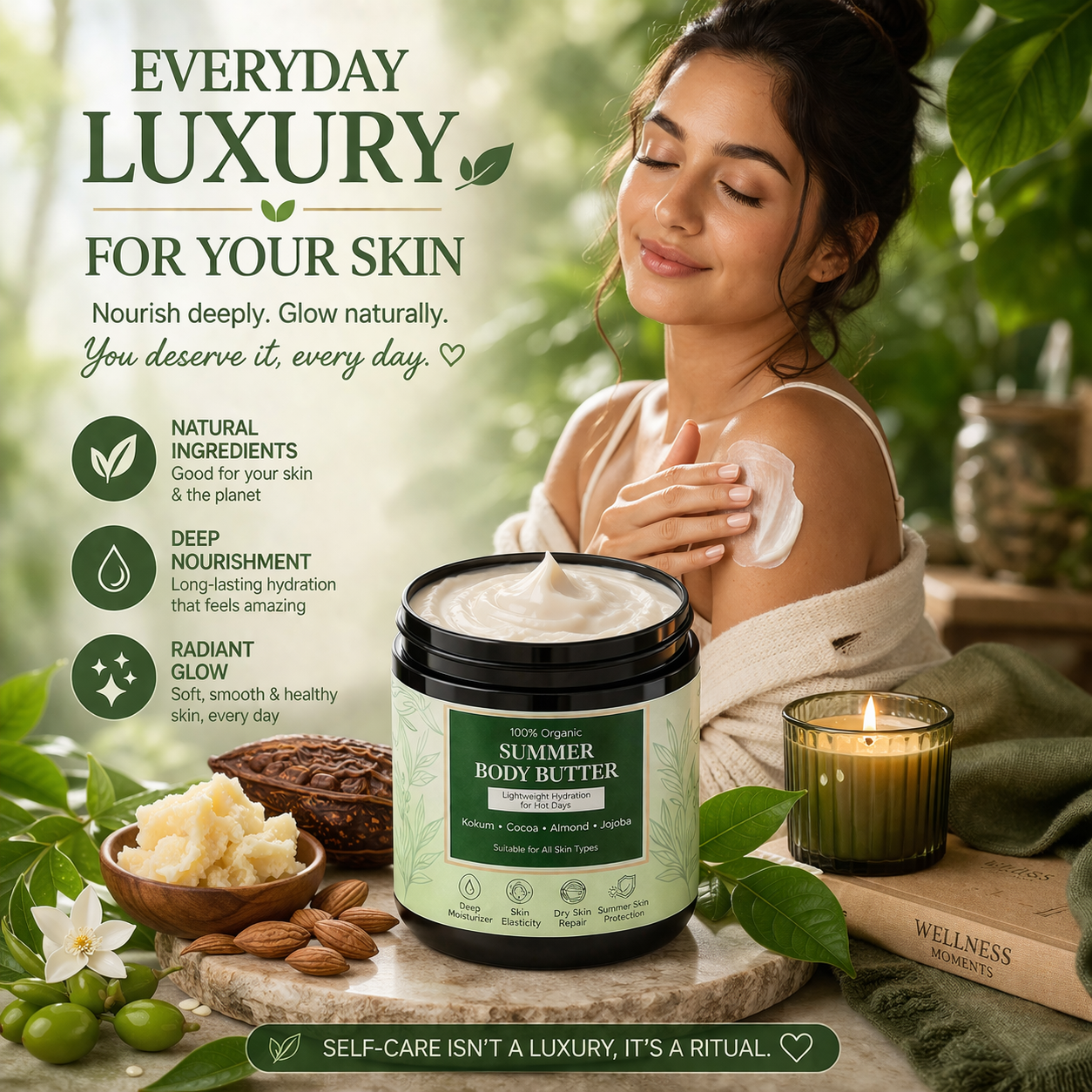 Rumaya Body Butter for Dry Skin 100gm | Deep Moisturizing Cream with Kokum & Cocoa Butter | 100% Natural Hydrating Skin Care | Soft & Glowing Skin