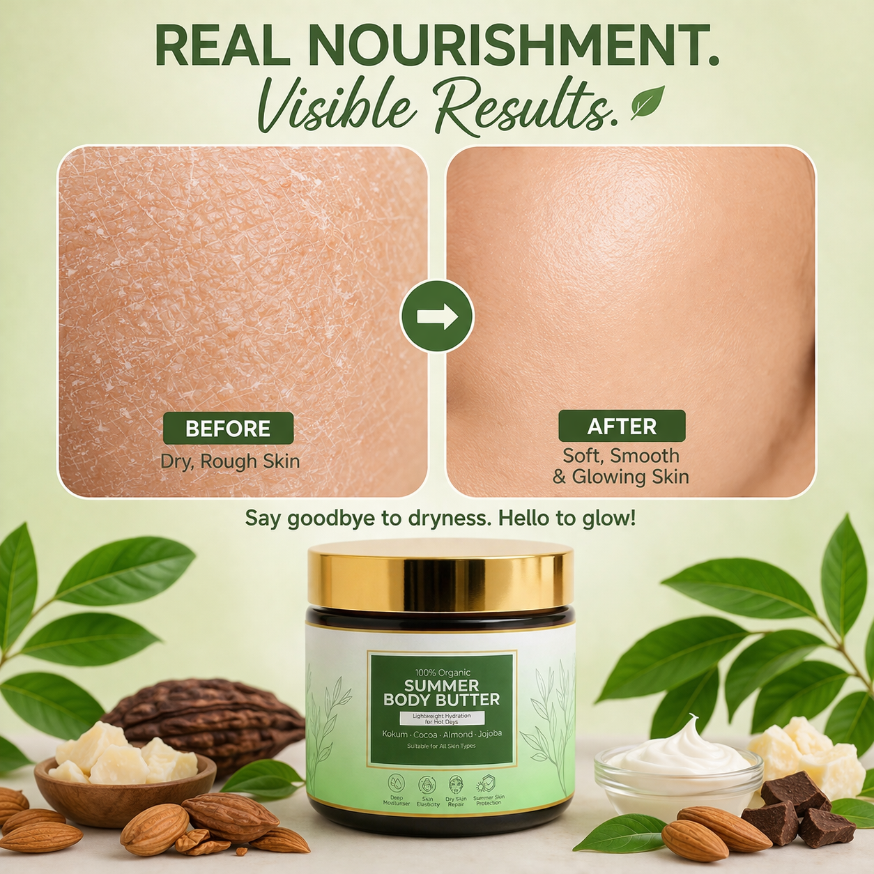 Rumaya Body Butter for Dry Skin 35gm | Deep Moisturizing Cream with Kokum & Cocoa Butter | 100% Natural Hydrating Skin Care | Soft & Glowing Skin | No Parabens