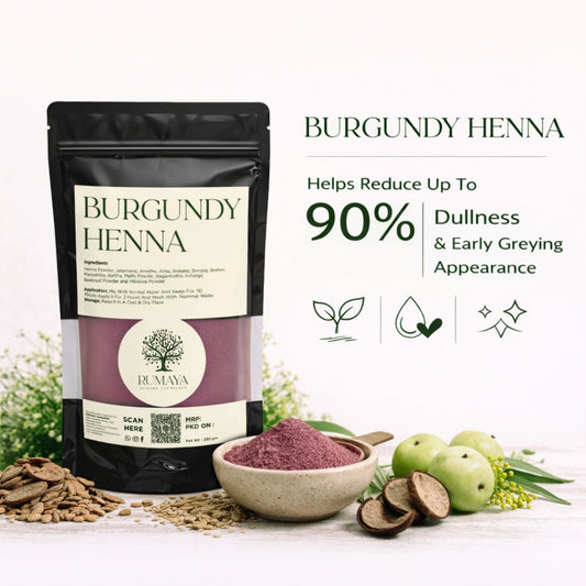 Rumaya Burgandy Herbal Henna – Natural Grey Coverage with Added Hair Strength & Shine | 200g