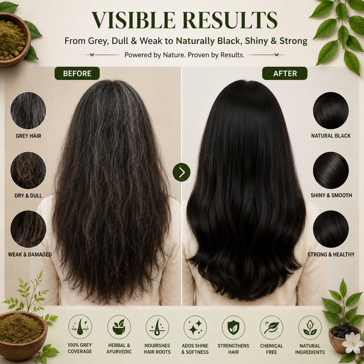 Rumaya Herbal Dark Brown Henna – Natural Grey Coverage with Added Hair Strength & Shine | 200 g